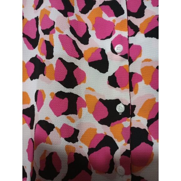 Investments Shirt Ladies Medium Petite Pink Orange Short Sleeve - Picture 4 of 6